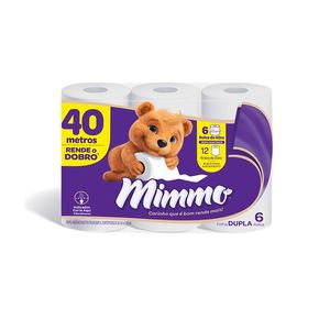 Papel Higiênico Mimmo Folha Dupla com 6 Rolos 40m