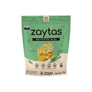 Snack Zaytas Zero Glúten Vegano Lascas Alecrim e Flor de Sal 80g