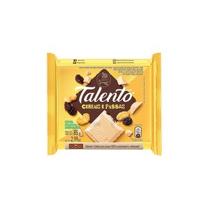 Chocolate Garoto Talento Branco Cereais e Passas 85g