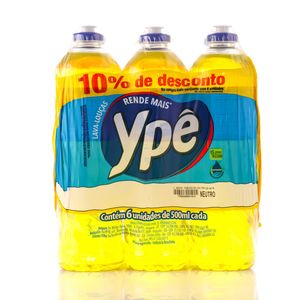 Lava Louças Líquido Ypê 10% Desconto Neutro 500ml com 6Unidades