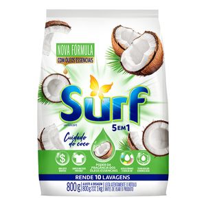 Lava Roupas Surf Cuidado do Coco Sachê 800g