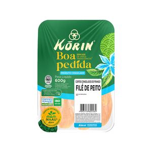 Filé de  Peito de  Frango Korin sem Transgênico Congelado Bandeja 600g