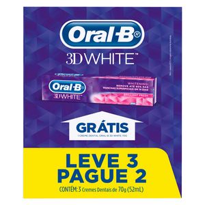 Creme Dental Oral-B 3D White 70g Leve 3 Pague 2Unidades
