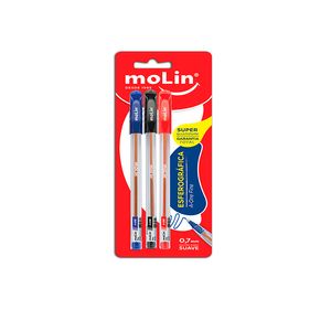 Caneta Molin Esferográfica A-one Fine 0.07mm com 3un