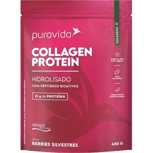 Colágeno Pura Vida 21g Proteína Longevity Drink Berries Silvestre em Pó 450g