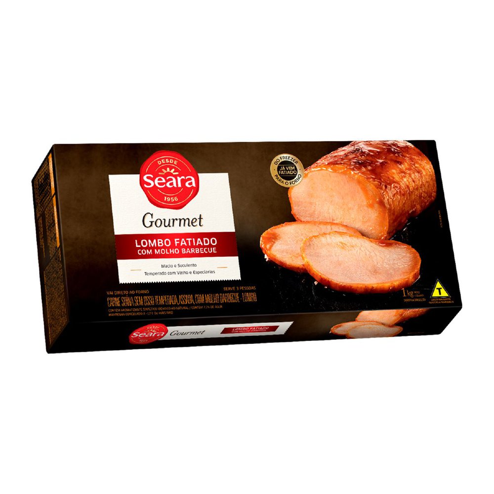 Lombo Suíno Temperado Fatiado Molho Barbecue sem Osso Seara Gourmet Caixa 1kg