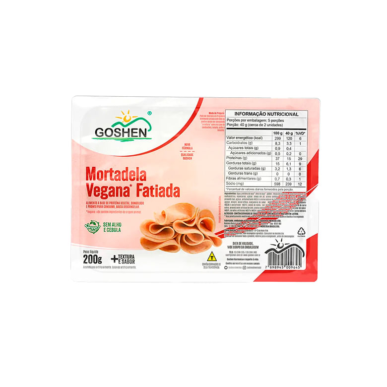 MORTADELA DE SOJA FATIADA GOSHEN 200G
