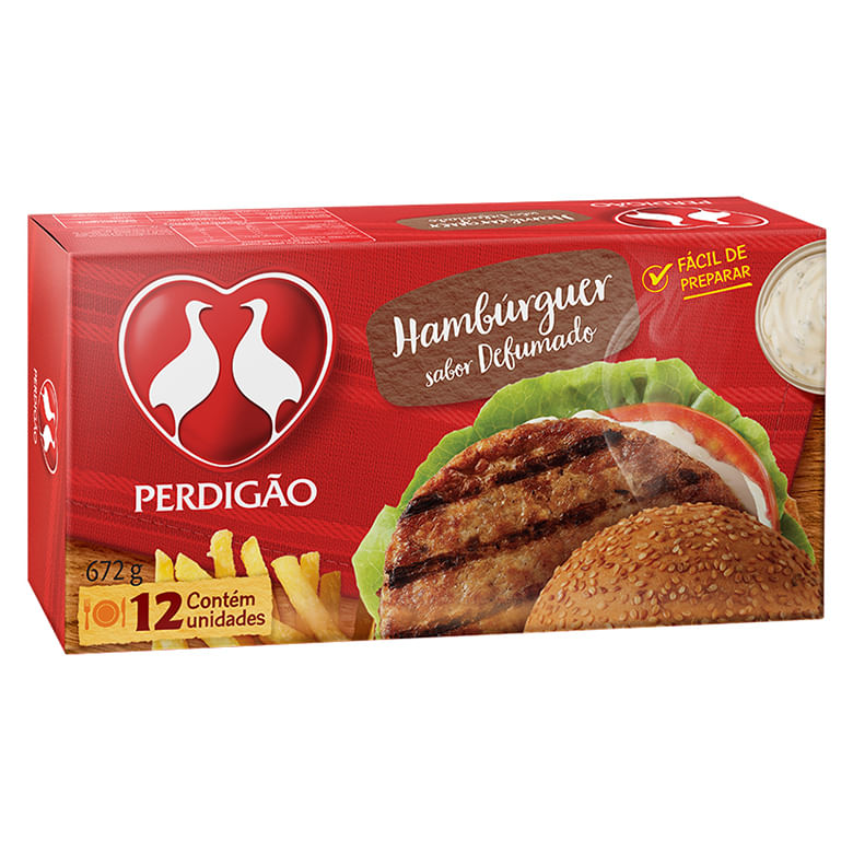 Hambúrguer Bovino Defumado Congelado Perdigão 12 unidades