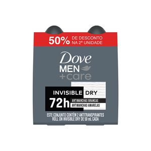 Kit Desodorante Dove Men Invisible Rollon 2un Grátis 50% na Segunda un