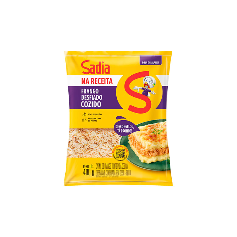 Peito De Frango Sadia Temperado Desfiado Cozido 400g