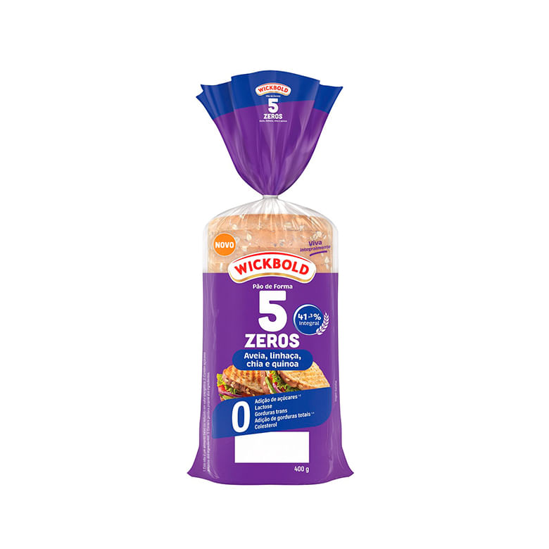 Pão Forma Integral Wickbold 5 Zeros Aveia Linhaça Chia E Quinoa 400g
