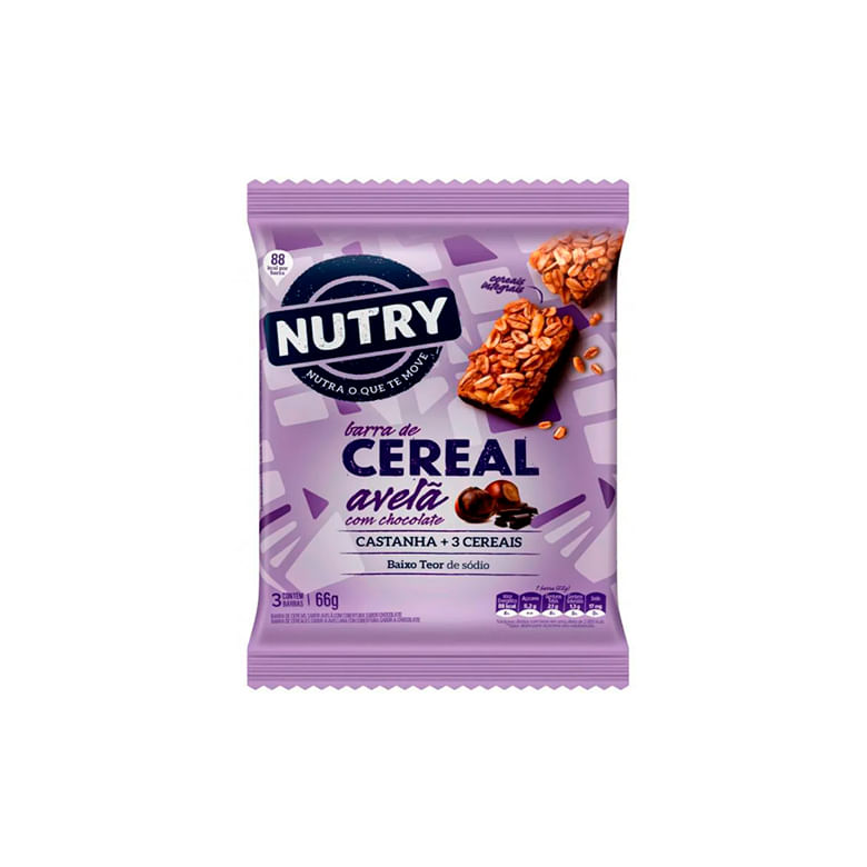 Barra de Cereais Nutry Avelã com Chocolate c/3 - Nutrimental
