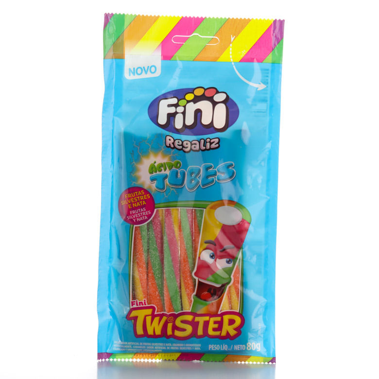 Bala Fini Tubes Twister Cítrico 80g