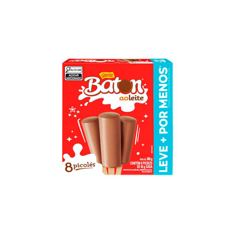 Picolé GAROTO Baton Ao Leite 360g