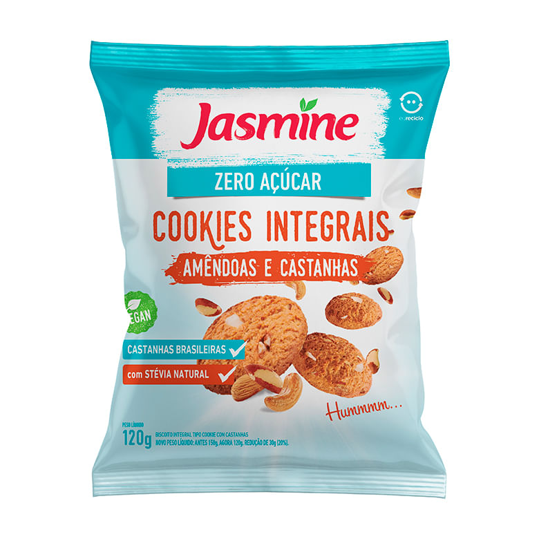 クッキー　0808 Cookies Jasmine Zero Amêndoas e Castanha 120g - Covabra