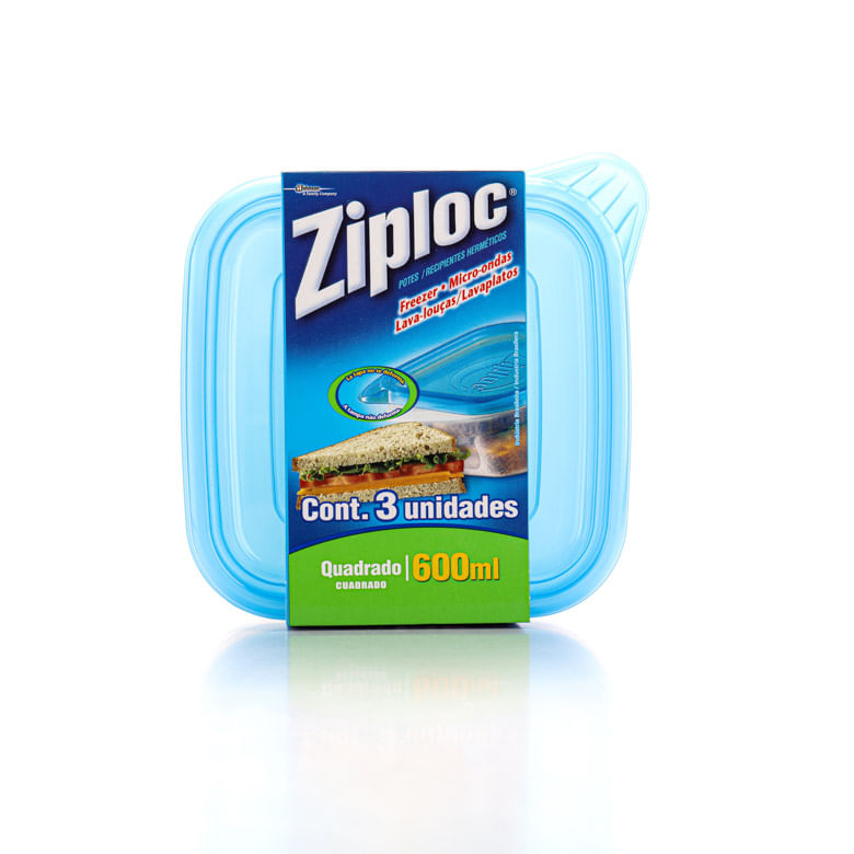 Pote Ziploc 600ml com 3Unidades - Covabra