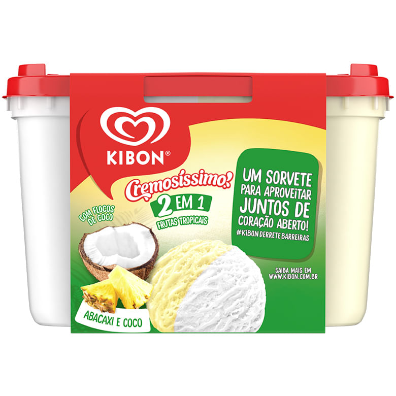 Sorvete Kibon Cremosíssimo Tropical 2 em 1 - Pote 2L