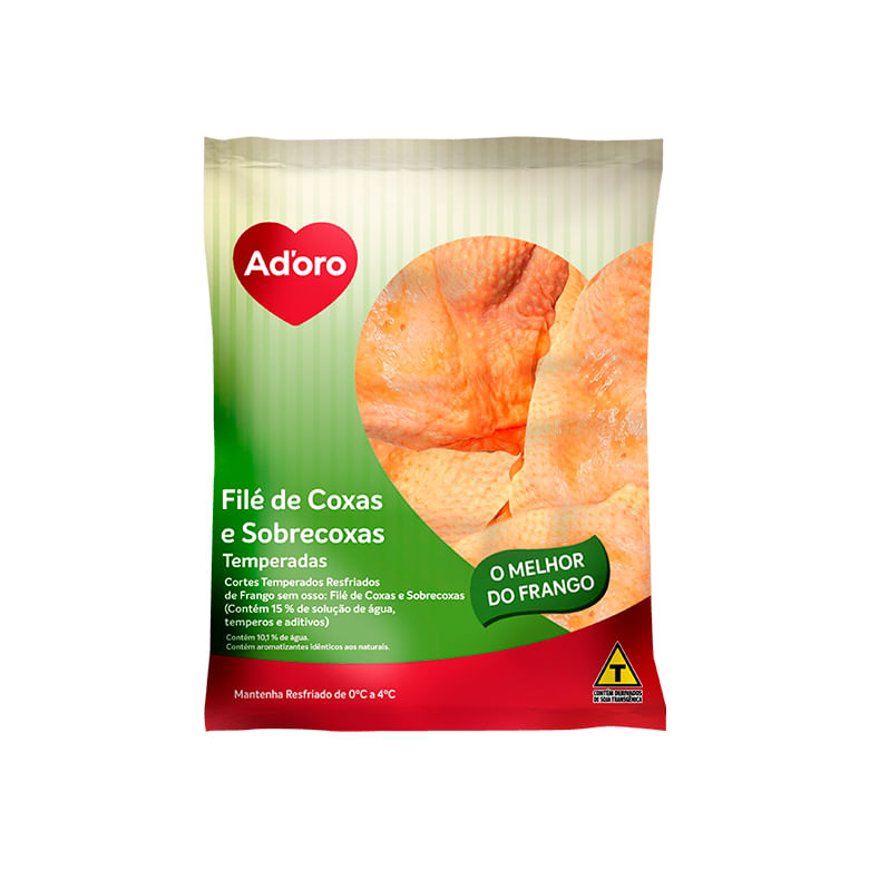 Filé de Coxa com Sobrecoxa Adoro Resfriado Temperado Pacote 1 Unidade 1,236kg