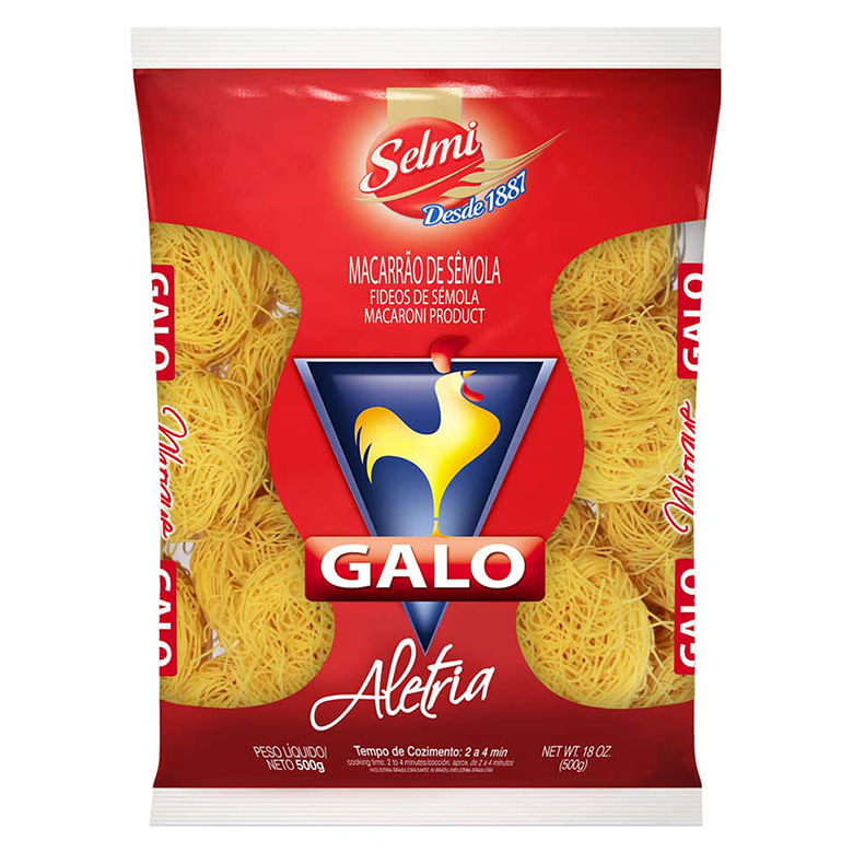 Macarrão de Sêmola Aletria Galo Pacote 500g