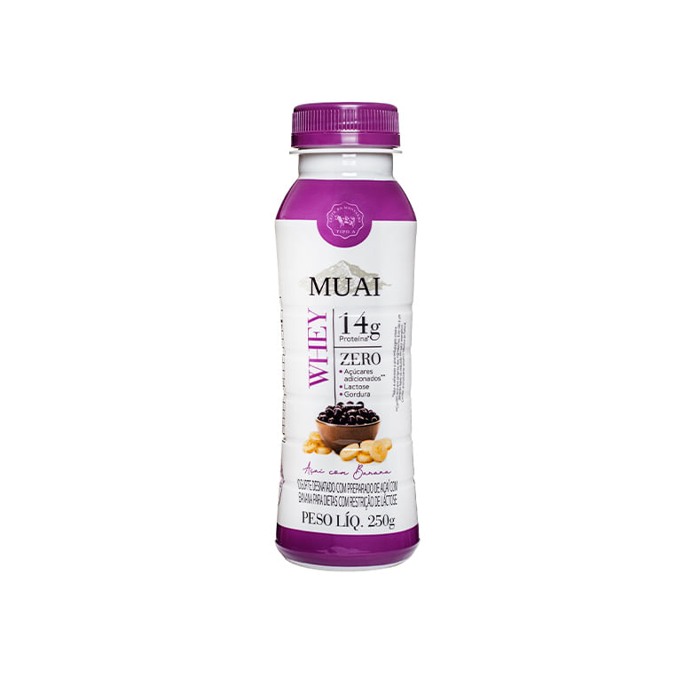Iogurte Desnatado Muai Whey Zero Lactose Acai Com Banana 250g