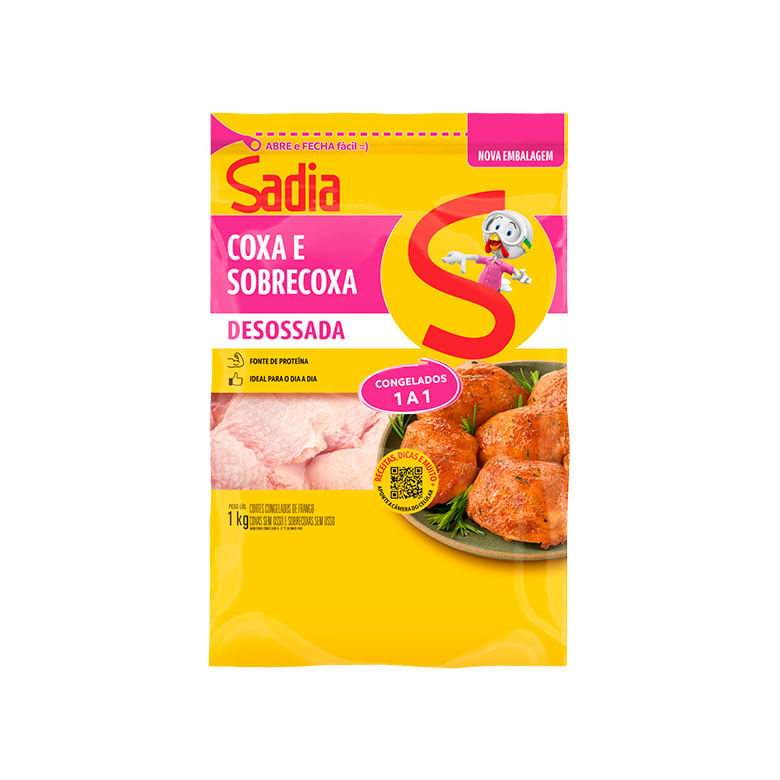 Coxa com Sobrecoxa de Frango Congelado Sadia Pacote 1kg