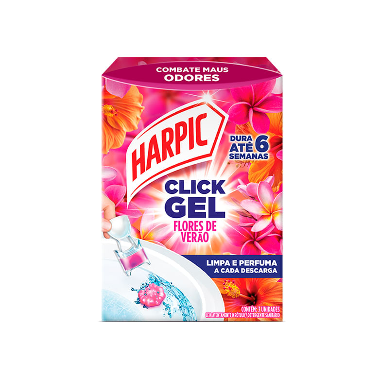 Higienizador Sanitário Harpic Click Gel Flores de Verão C/3 un