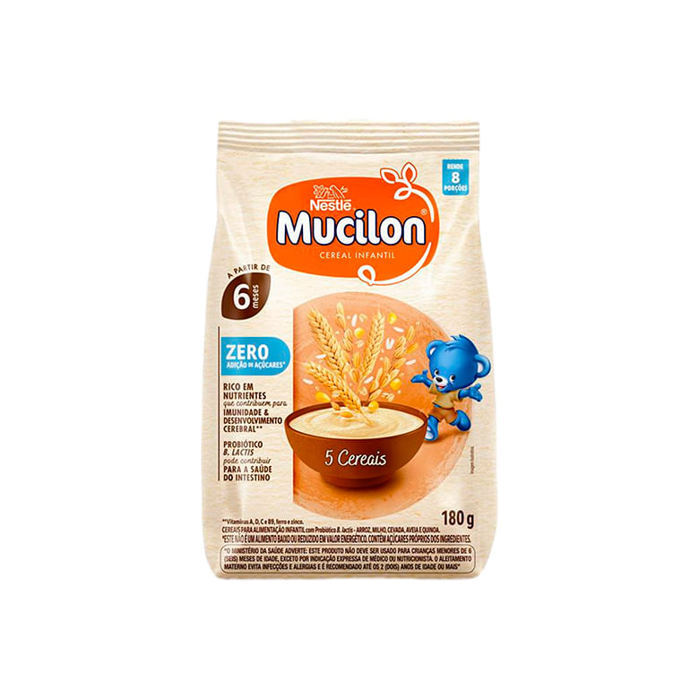 Cereal Mucilon Zero Açúcar 5 Cereais 180g - Covabra