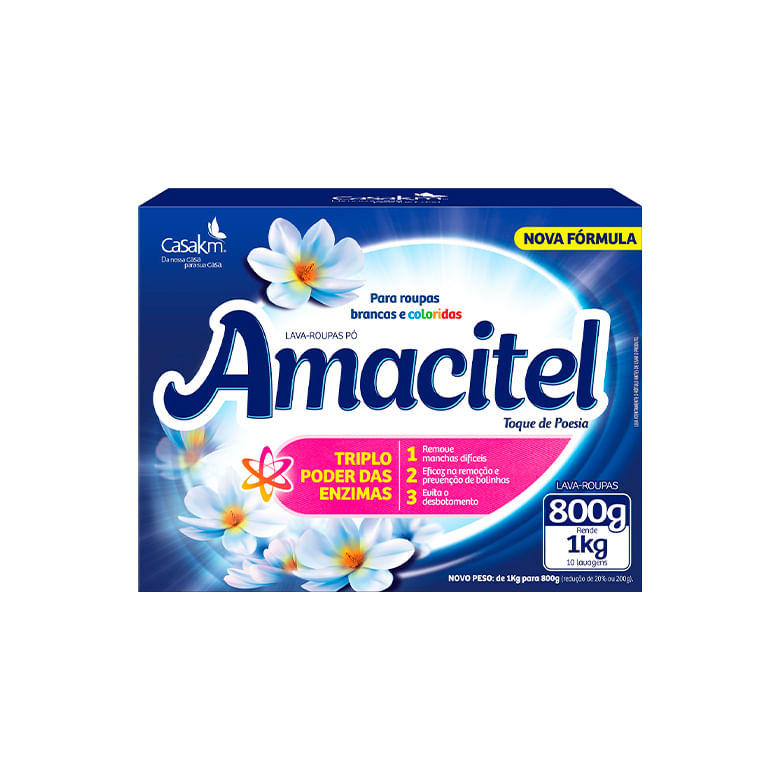 Detergente Em Pó Amacitel Toque de Poesia Cartucho 800G