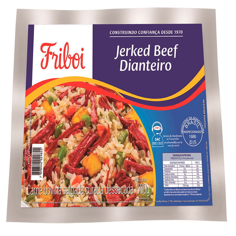Jerked Beef Friboi Dianteiro Pacote com 500g