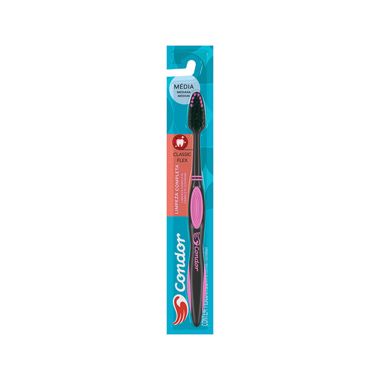 Escova Dental Condor Classic Média Preta 1un - Covabra
