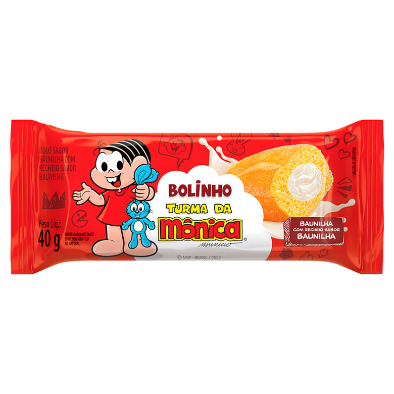 Bolinho Baunilha com Recheio Baunilha Turma da Mônica Casa Suíça Pacote 40g