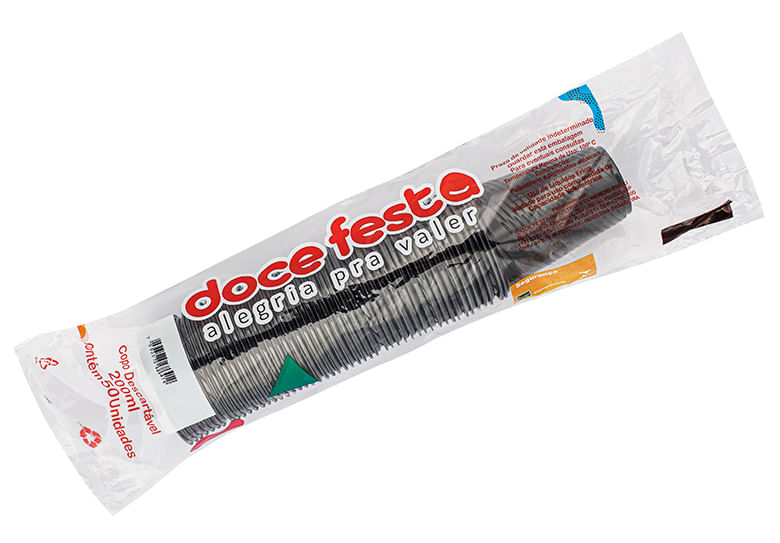 Copo Plástico Doce Festa 200ml Preto 50Unidades
