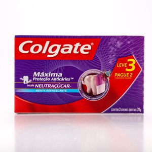 Creme Dental Colgate Máxima Proteção Neutraçucar  70g Leve 3 Pague 2Unidades
