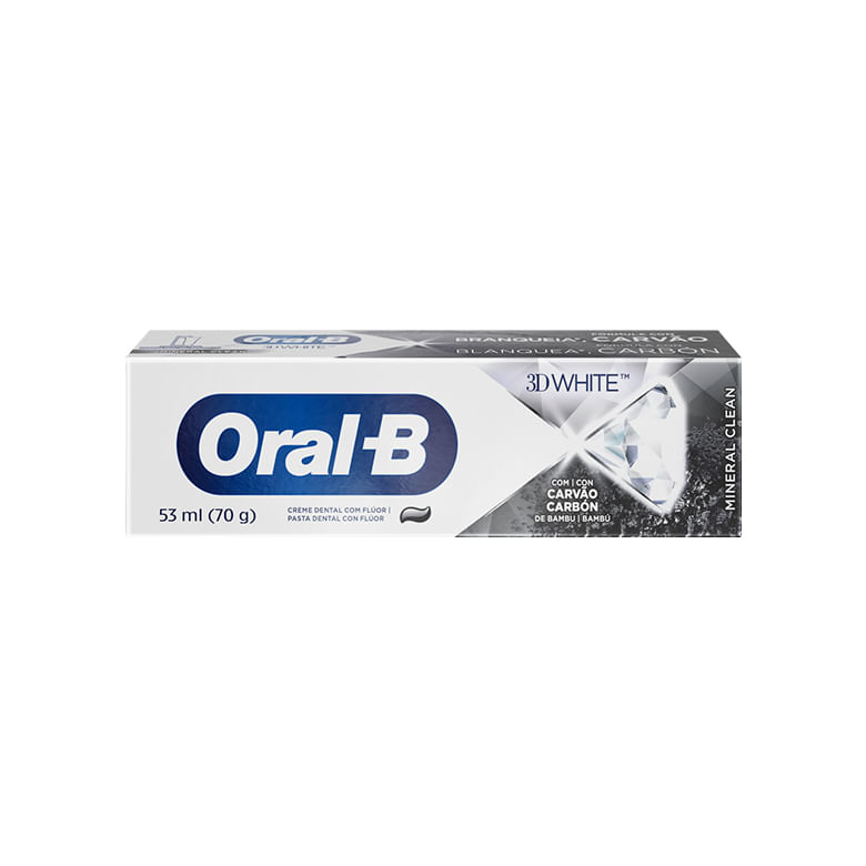 Creme Dental Oral-B 3d White Mineral Clean com Carvão 70g - Covabra