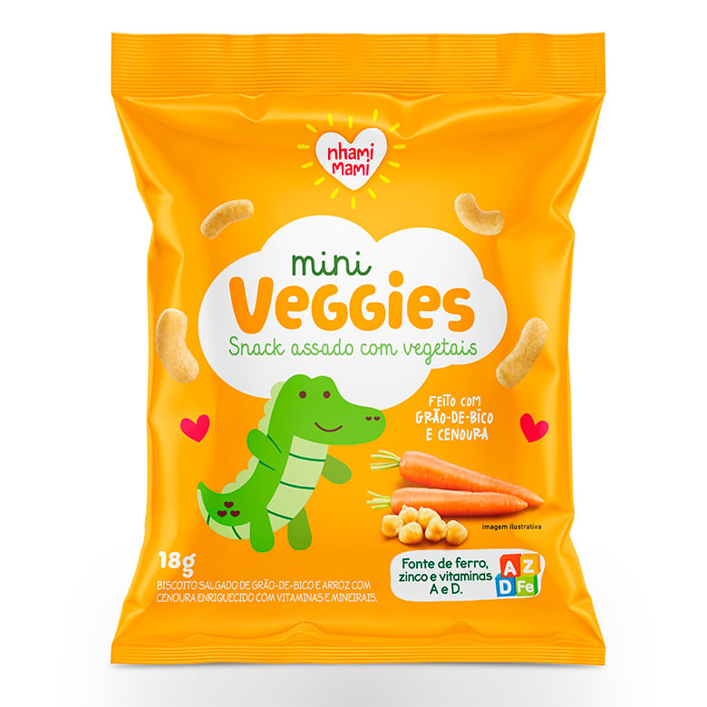 Biscoito Nhami Mami Mini Veggies Grão de Bico e Cenoura 18g - Covabra