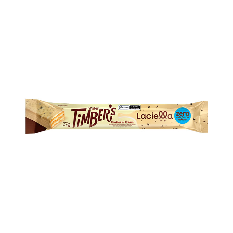 Chocolate Laciella Timbers Wafer Zero Adição Açúcar Cookies 27g