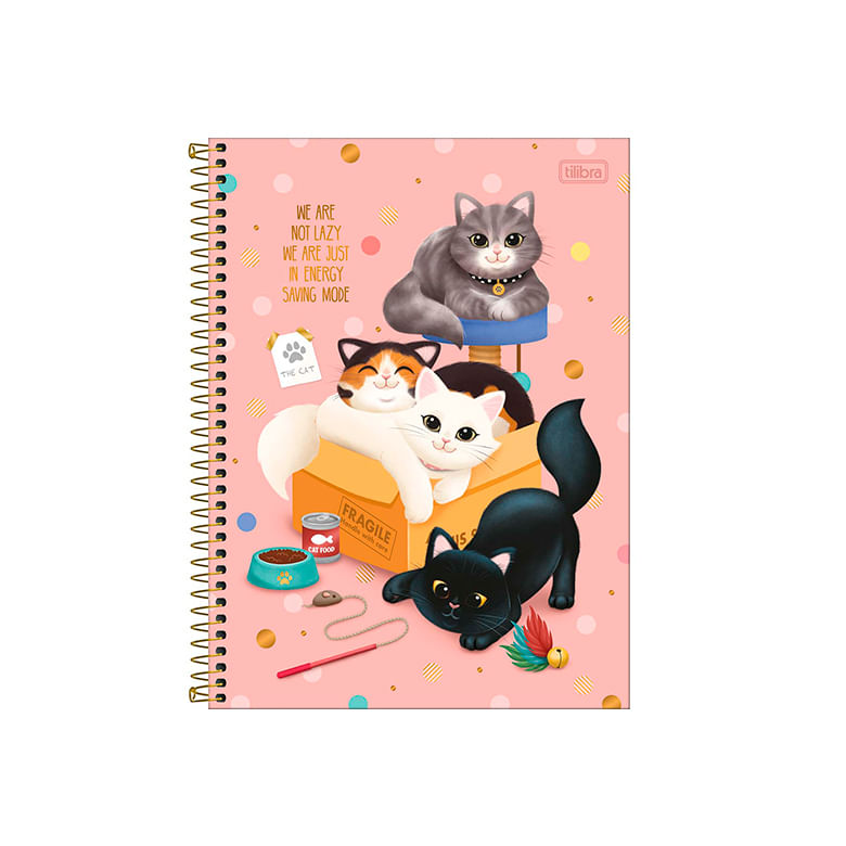 Caderno Universitário Tilibra Capa Dura Purrfect Cats 1 Matéria 80 Folhas un