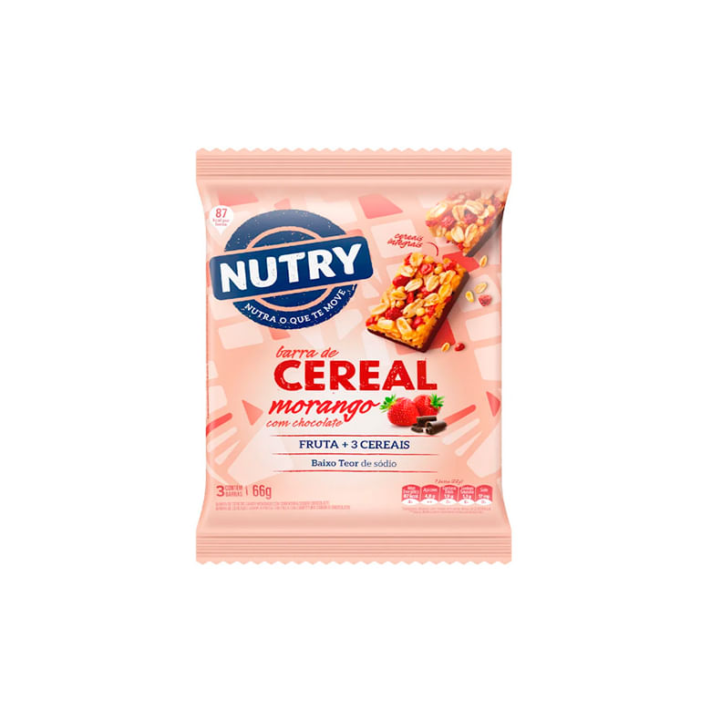 Barra de Cereais Nutry Morango com Chocolate c/3 - Nutrimental