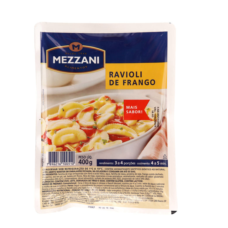 Ravioli Mezzani 400g Frango