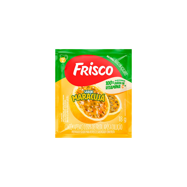 Refresco em Pó Frisco Maracujá Envelope com 18g