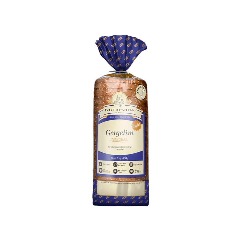 Pão Integral Gergelim Vegano Light Nutri-vida 400g
