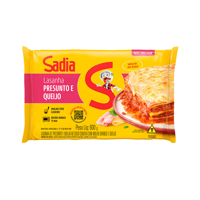 LASANHA SADIA PRESUNTO QEIJO SUGO 600G
