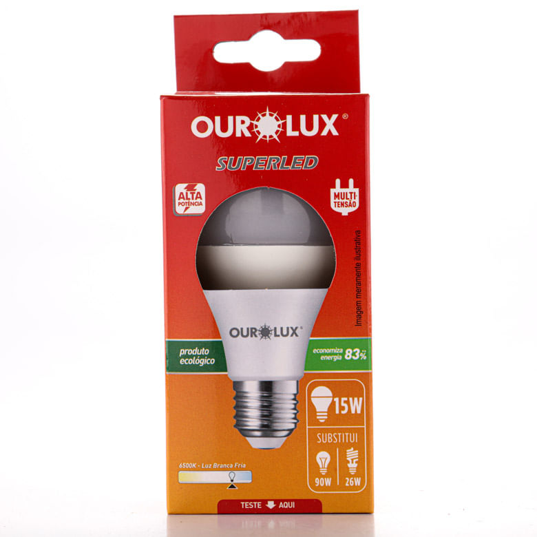 Lâmpada Ourolux Superled Cx Bivolt 15W - Covabra