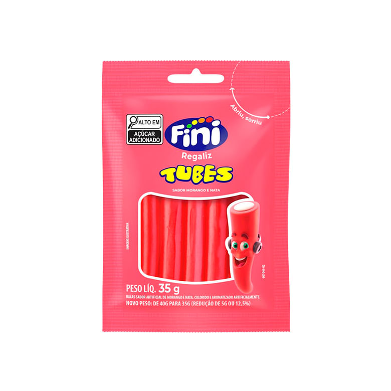 Balas de Gelatina Fini Tubes Morango 35g - Covabra