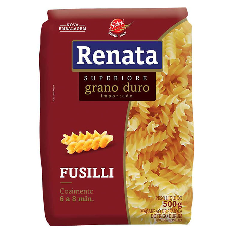 Macarrão Grano Duro Renata Fusilli Pacote com 500g