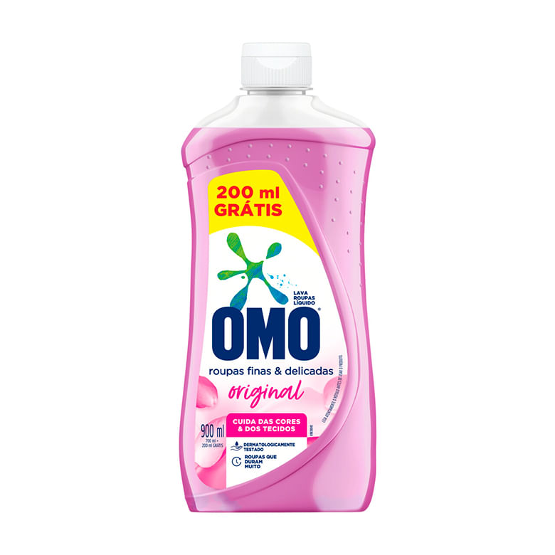 Lava Roupa Líquido Omo Roupas Finas E Delicadas 900ml Grátis 200ml