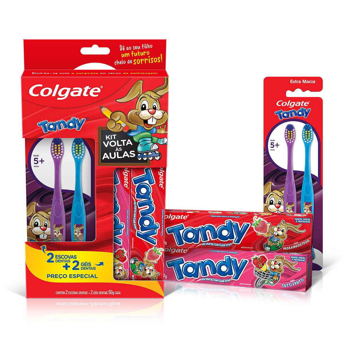Kit Colgate 2 Escovas Extramacias Infantil + 2 Géis Dentais 50un - Covabra