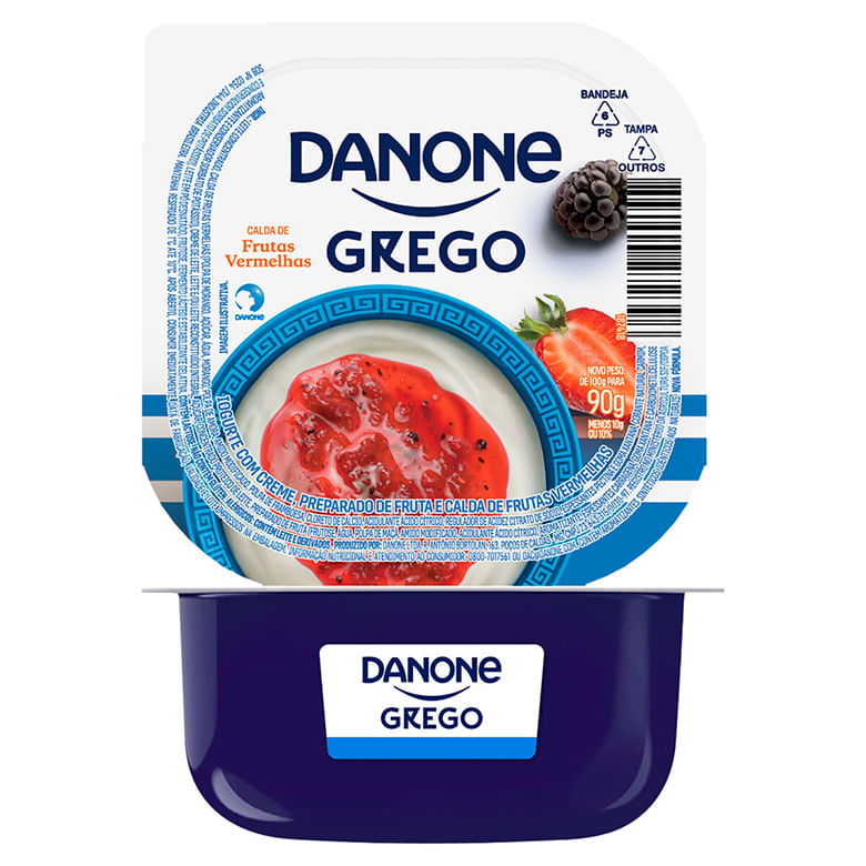 Iogurte Grego Danone Frutas Vermelhas Unidade com 90g
