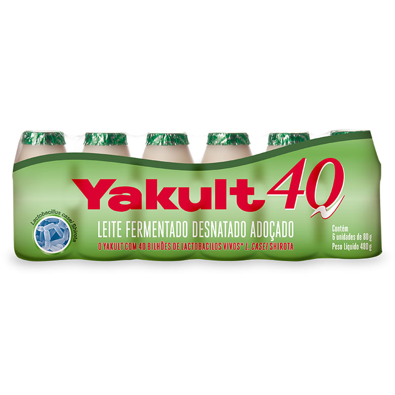 Leite Fermentado Yakult 40 Desnatado Frasco 480g