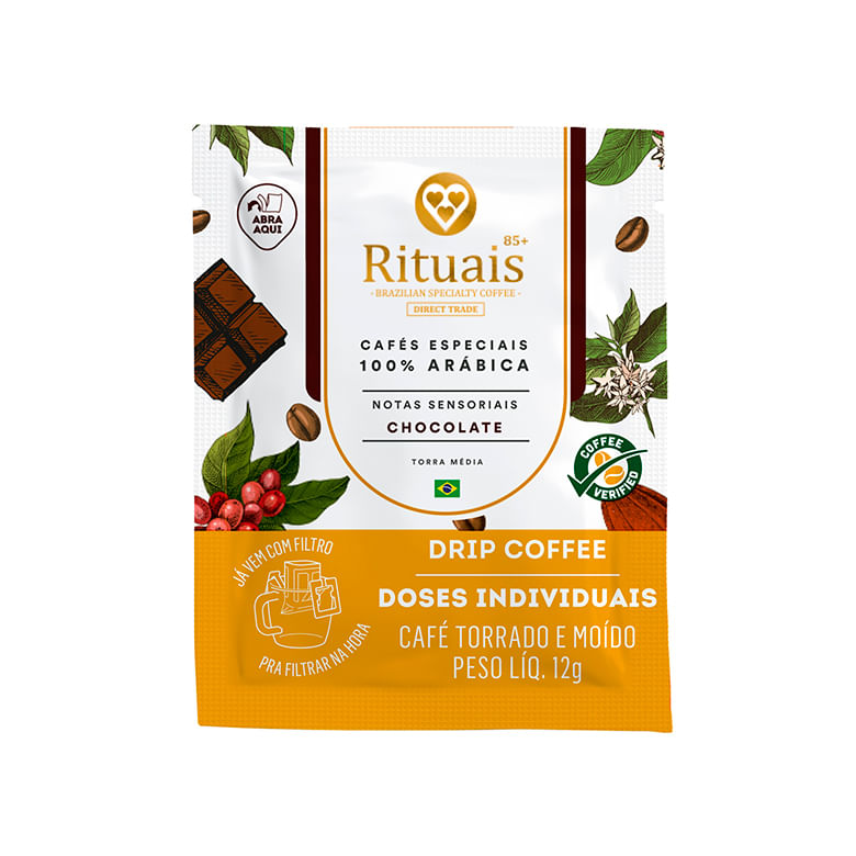Café 3 Corações Rituais Drip Chocolate Sachê 1un